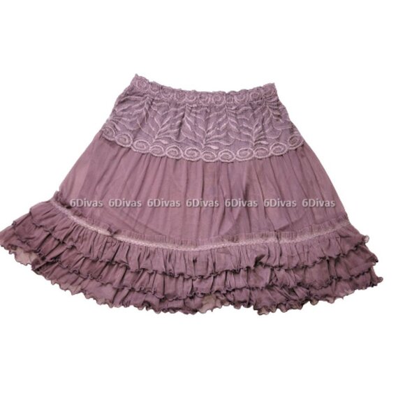 SEXY Mini Skirt in a Mauve Hue Frilly Lace Mini Skirt- NWOT - Picture 3 of 9